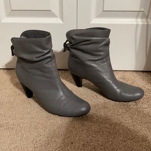 Gray Leather Ankle Booties BCBG 8 1/2